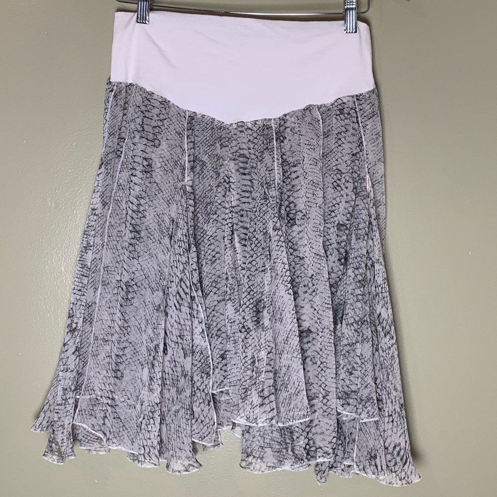 Sheer Asymmetrical Snake Print Skirt